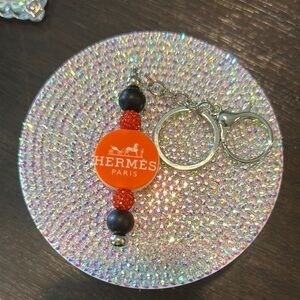 Hermès Paris Orange and Black Keychain